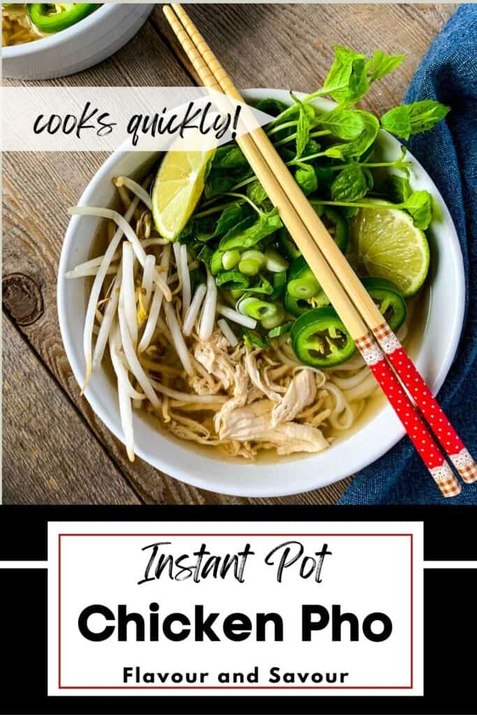 Image with text for Instant Pot Chicken Pho.