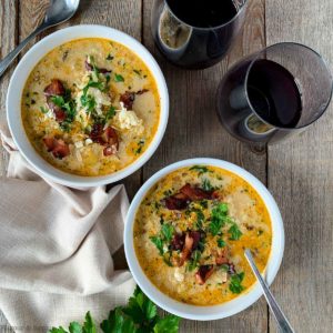 Two bowls of Tuscan Soup (Zuppa Toscana) square