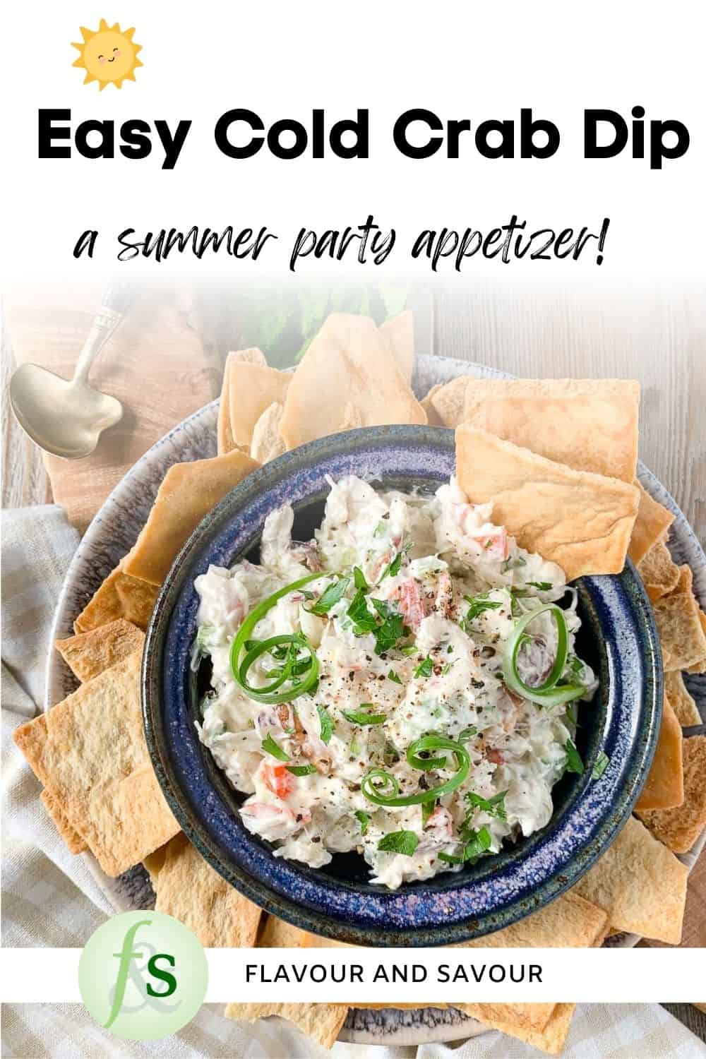 Image with text for easy cold crab dip with cream cheese.