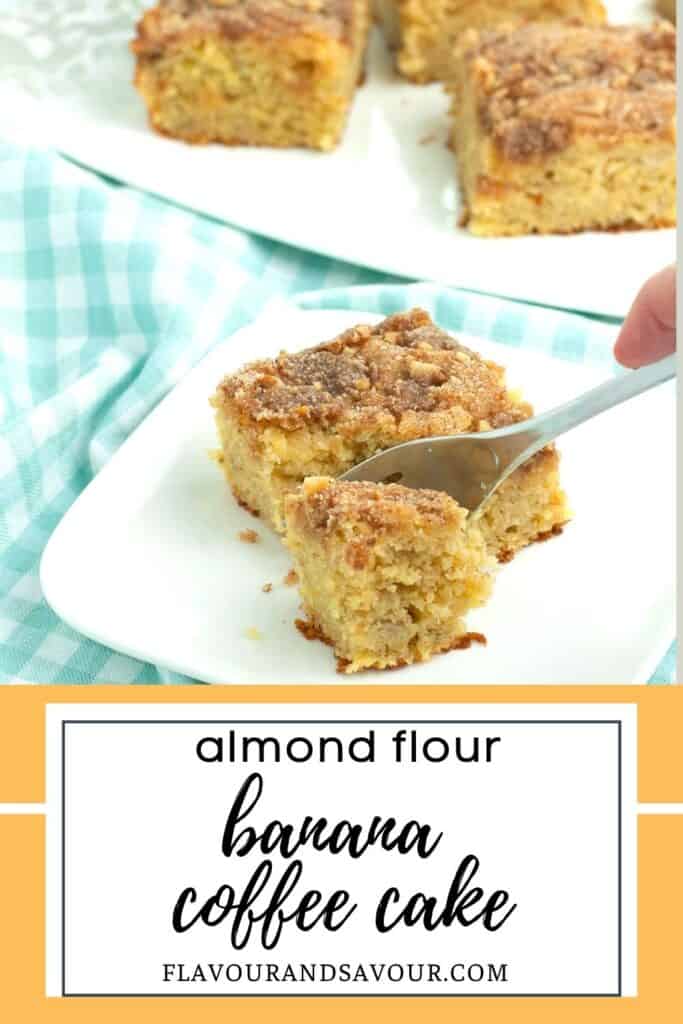 image and text for almond flour banana coffee cake