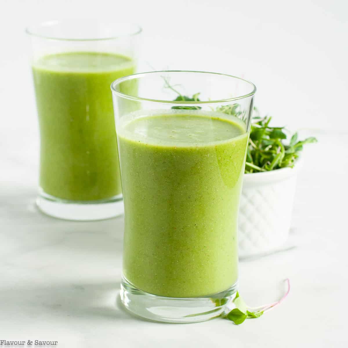 Pineapple Orange Green Smoothie with Microgreens - Flavour & Savour
