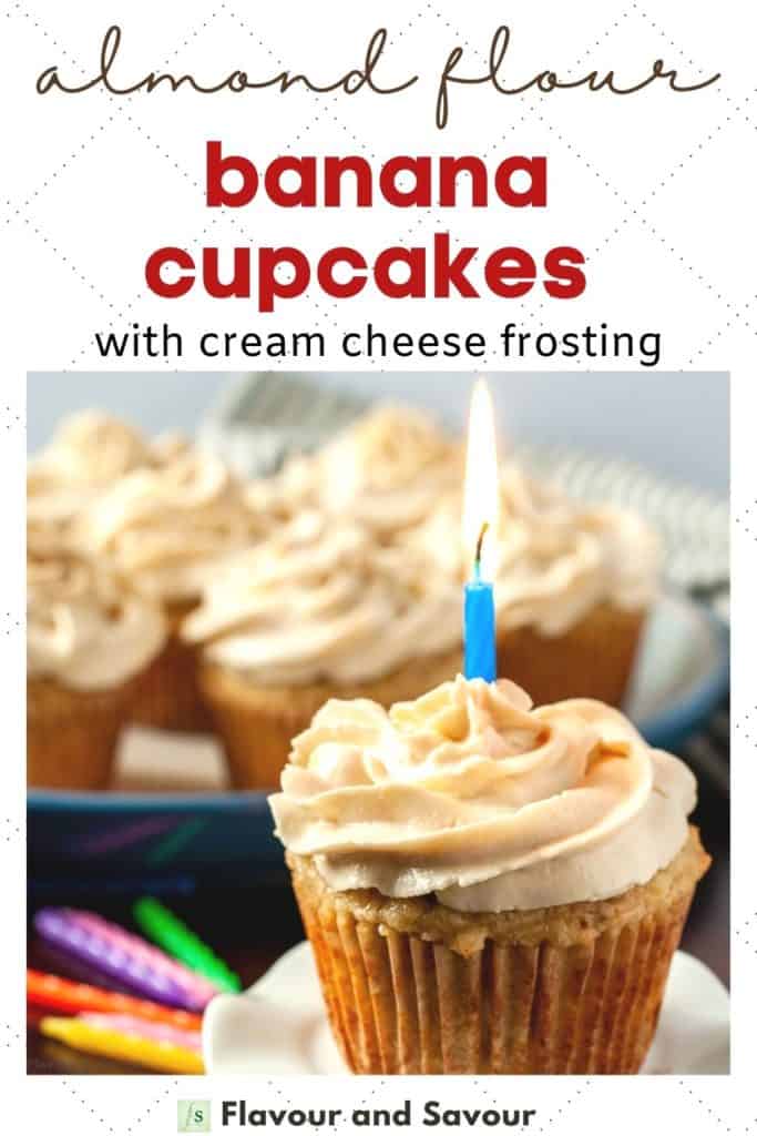 Image and text for almond flour banana cupcakes