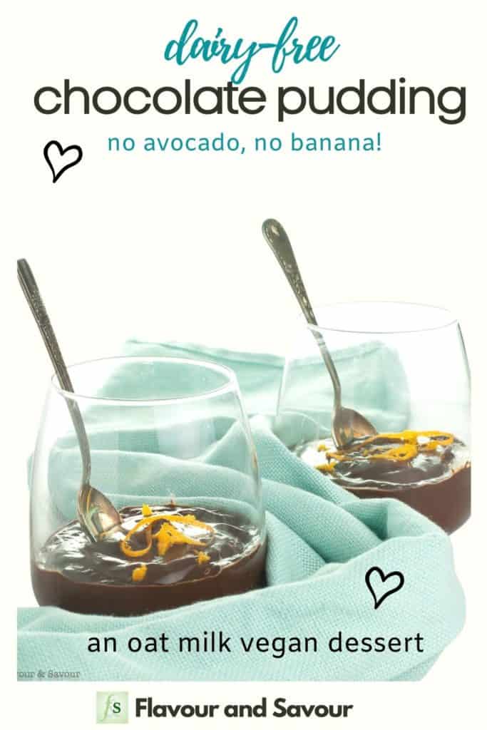 Image and text for dairy-free chocolate pudding with no avocado or banana