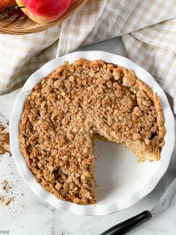 Overhead view of Gluten-free Dutch Apple Pie