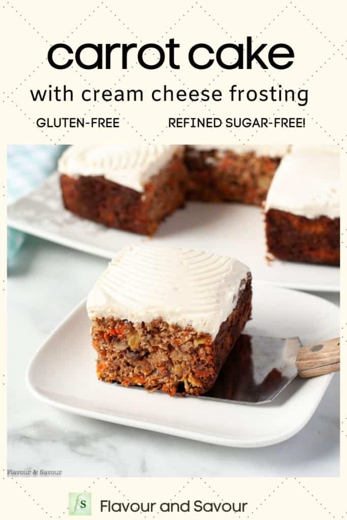 image with text for grain-free carrot cake with cream cheese frosting