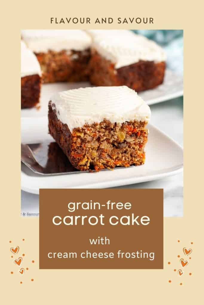 Image with text for grain-free, gluten-free carrot cake with pineapple