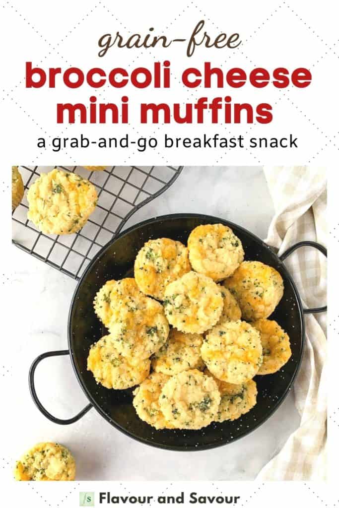 Text and image for mini Gluten-Free Broccoli Cheddar Muffins