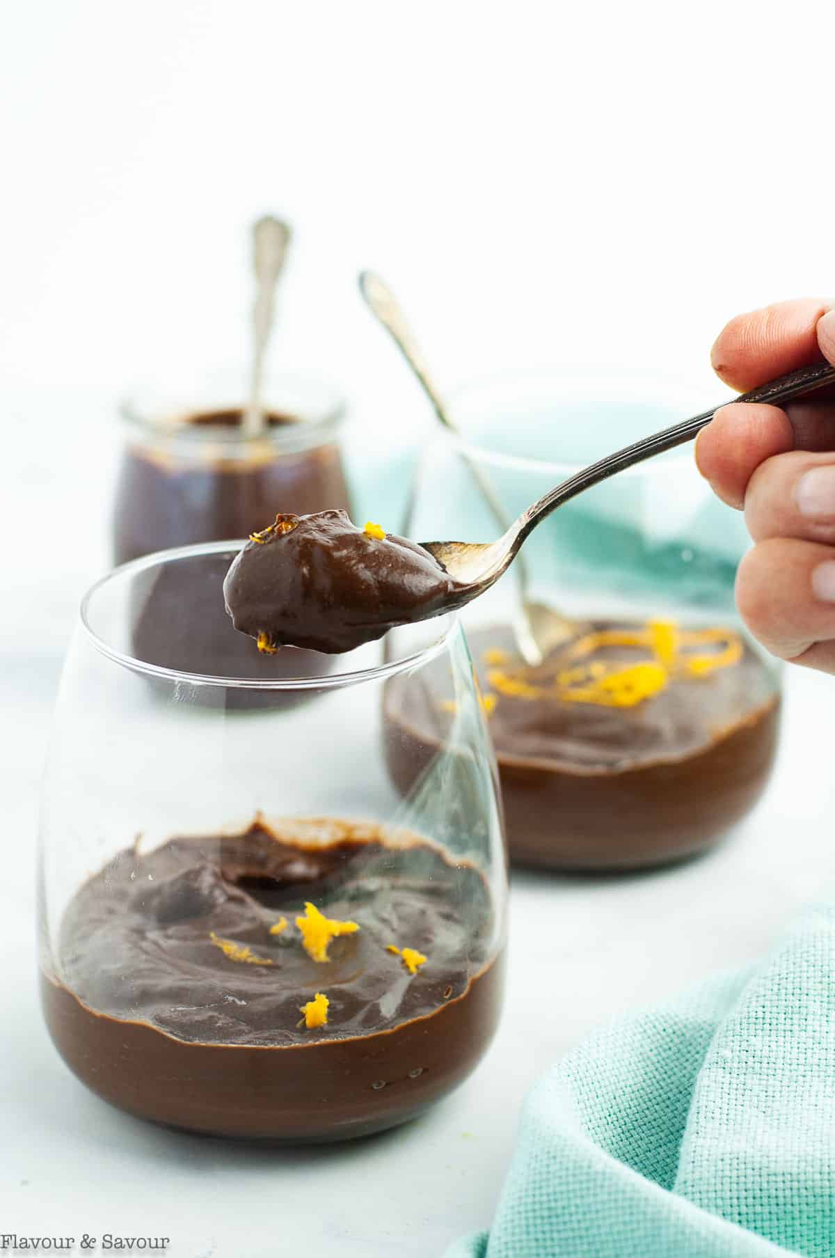 A spoonful of Chocolate Orange Oat Milk Pudding