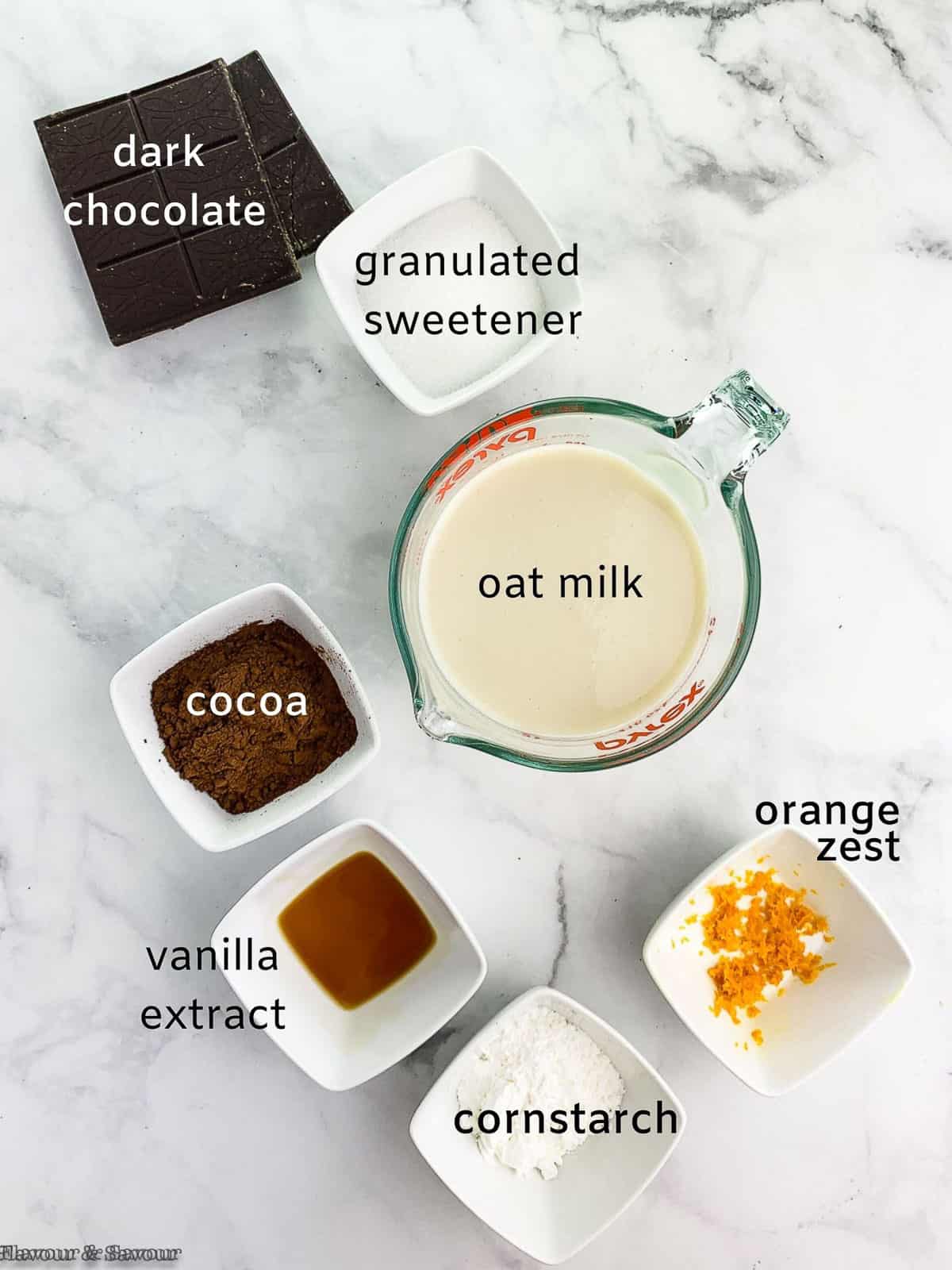 Ingredients for chocolate oat milk pudding