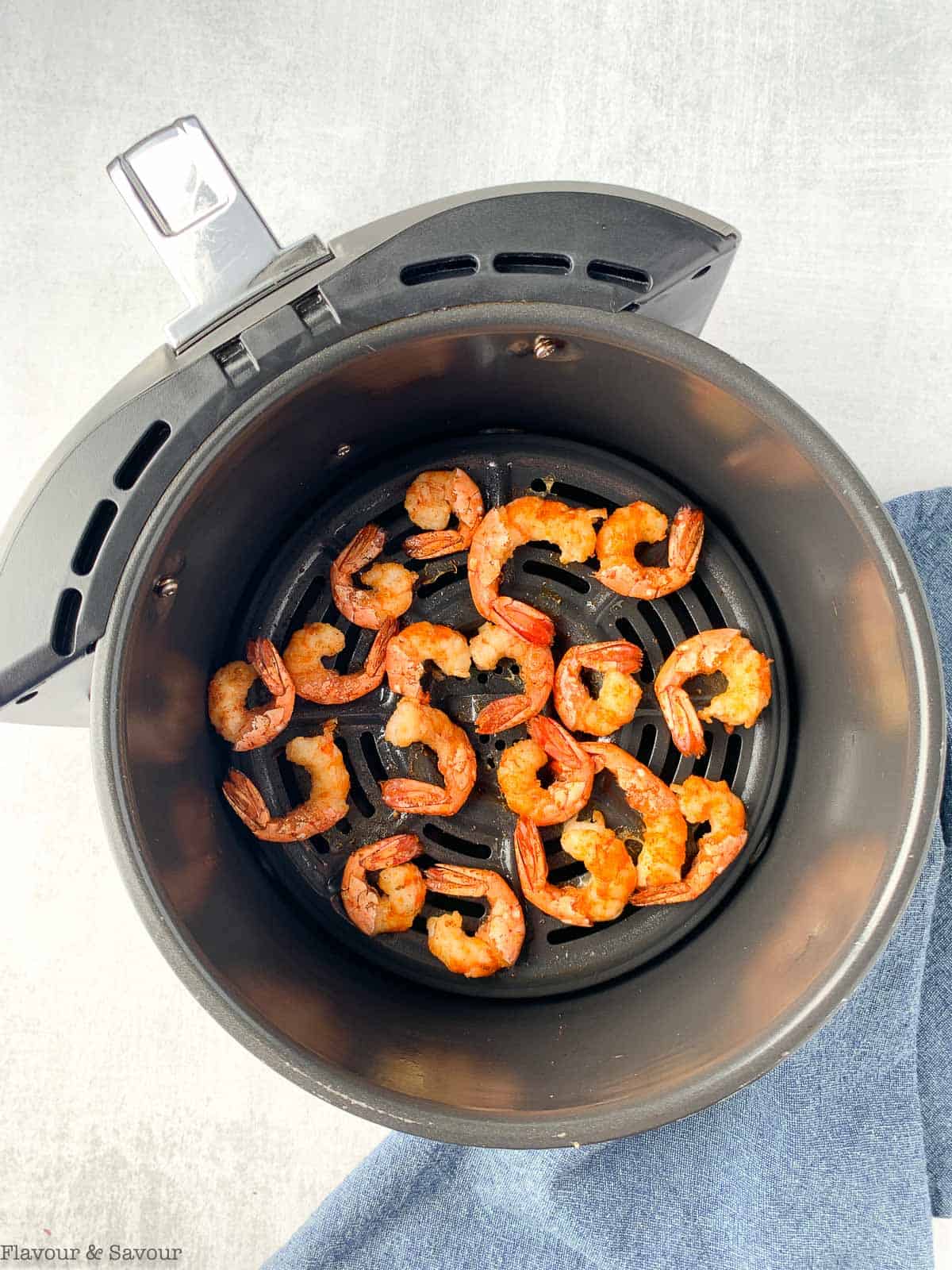 Air Fryer Lemon Garlic Shrimp after frying