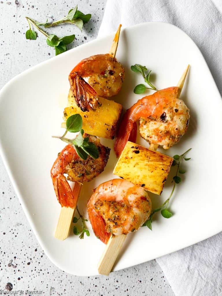 grilled cajun prawn kabobs with pineapple