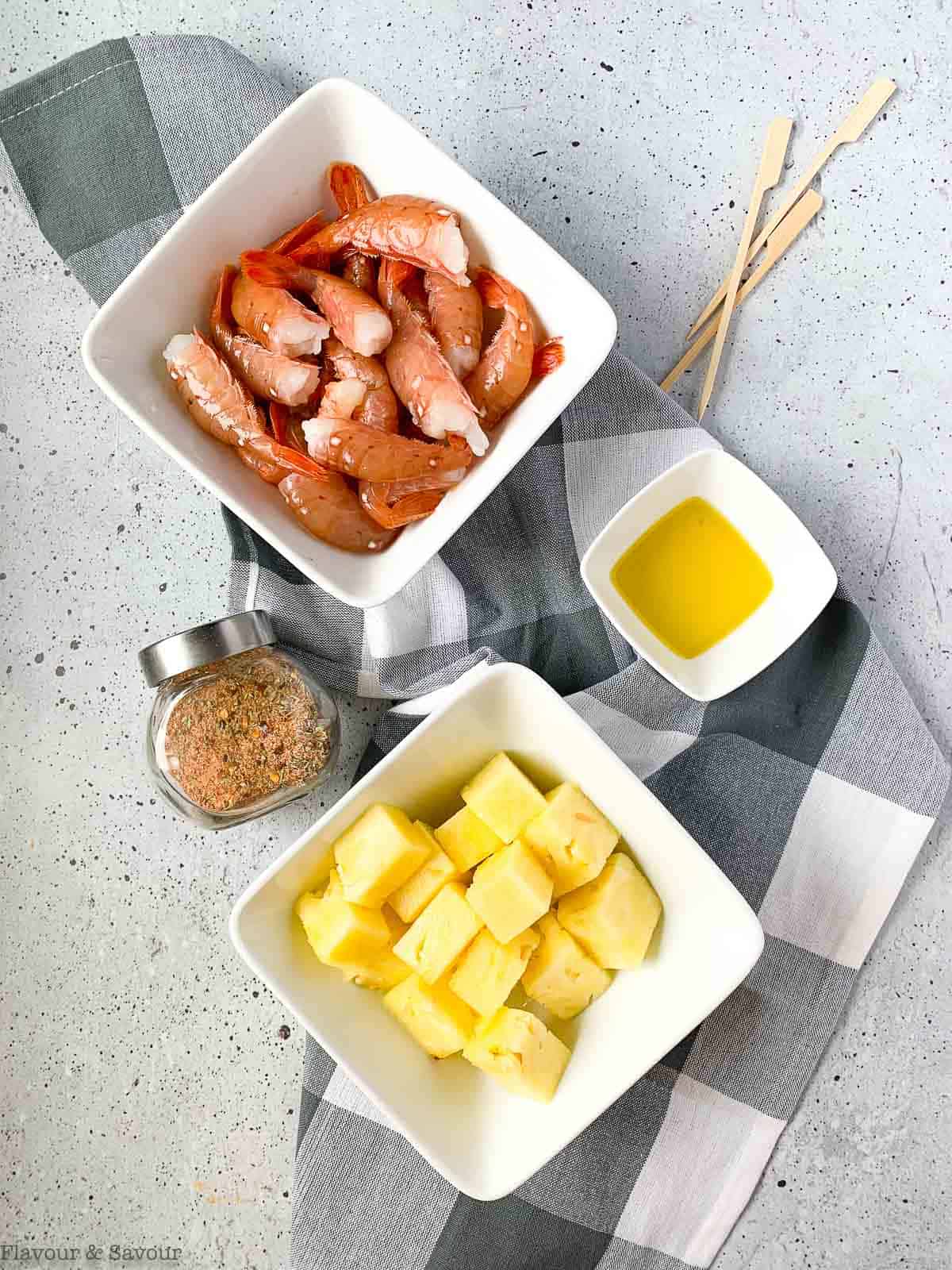 Ingredients for Grilled Prawn Kabobs with Pineapple