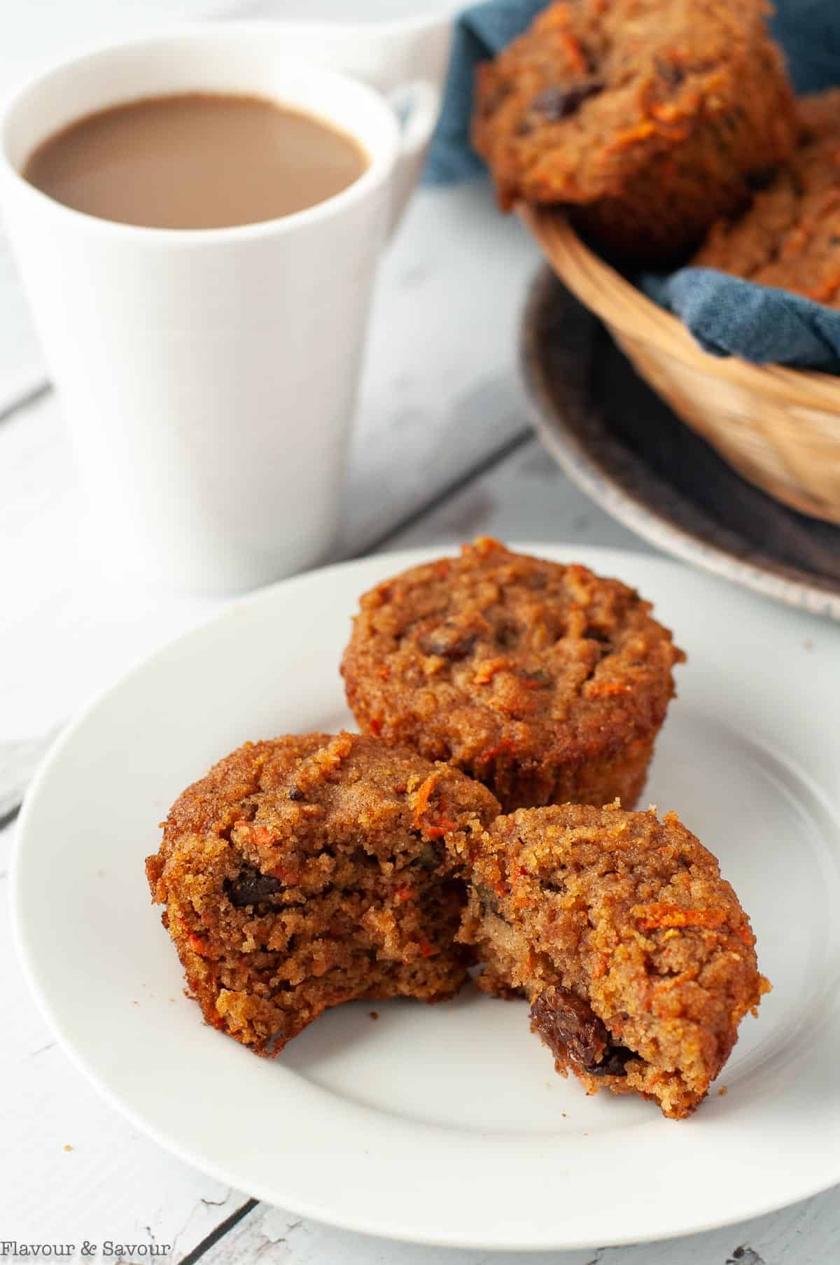 Gluten-free Sunshine Muffins split to show the interior.