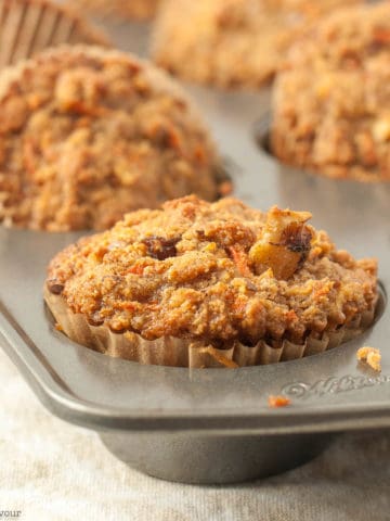 A Sunshine Muffin in a muffin tin