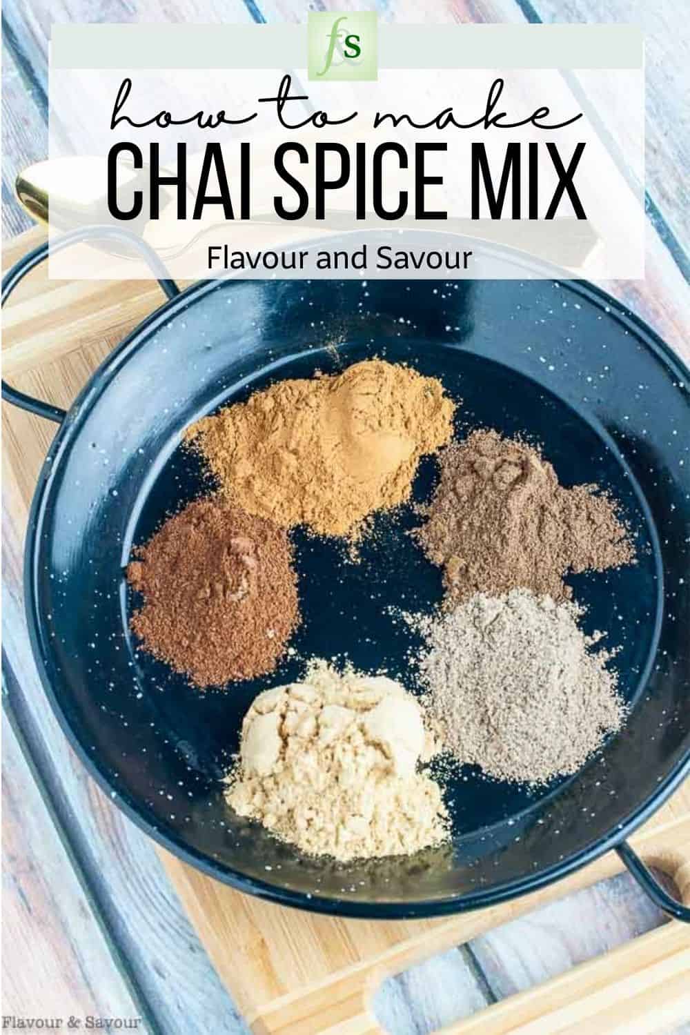 A black dish with small mounds of ground spices