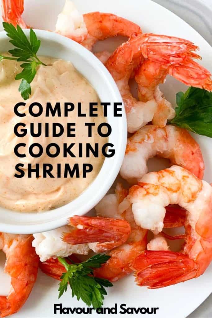 image and text for complete guide to cooking shrimp