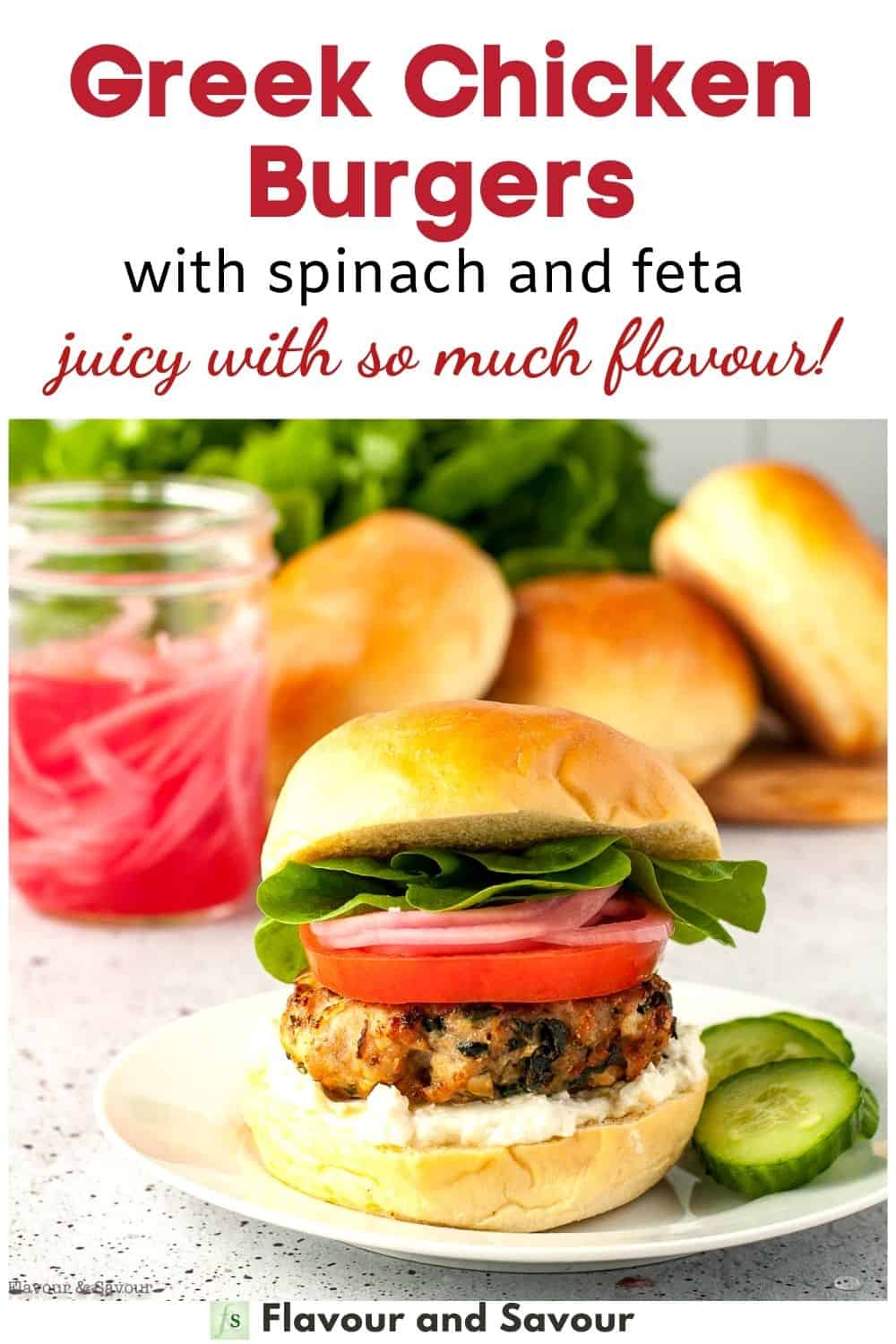 Greek Chicken Burgers with Spinach and Feta Flavour and Savour