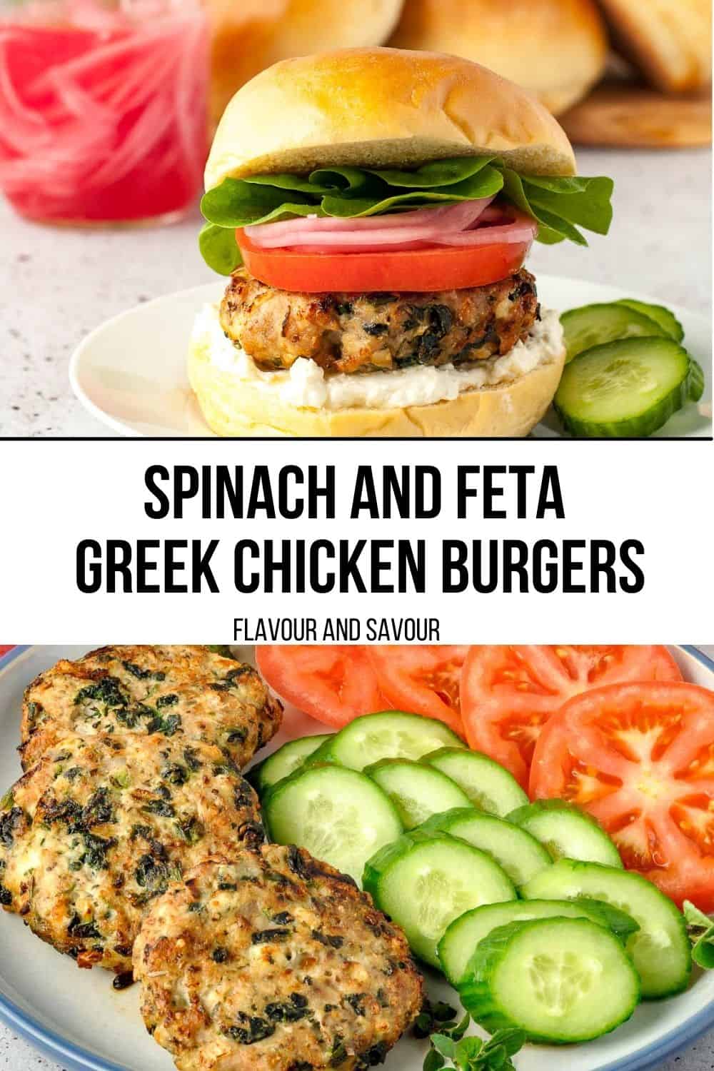 Greek Chicken Burgers with Spinach and Feta Flavour and Savour