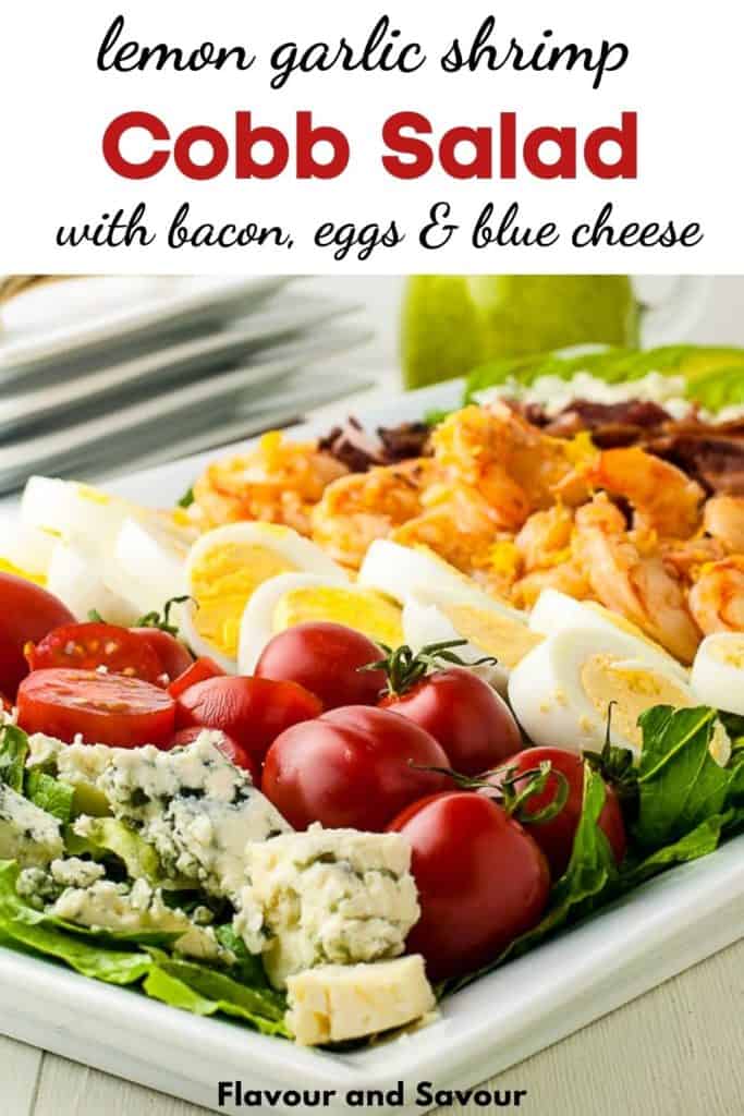 Image and text for Lemon Garlic Shrimp Cobb Salad