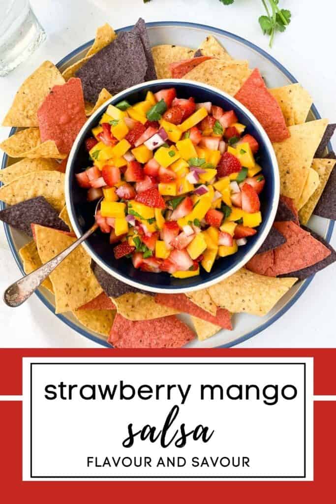 image and text for strawberry mango salsa