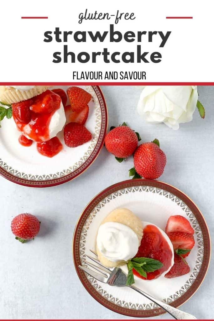 Image of gluten-free strawberry shortcake with text overlay