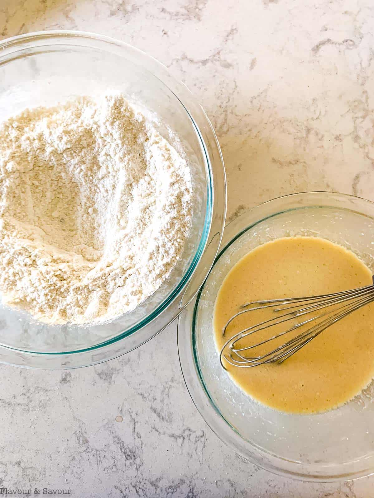 Bowls of ingredients for Gluten-Free Strawberry Shortcake