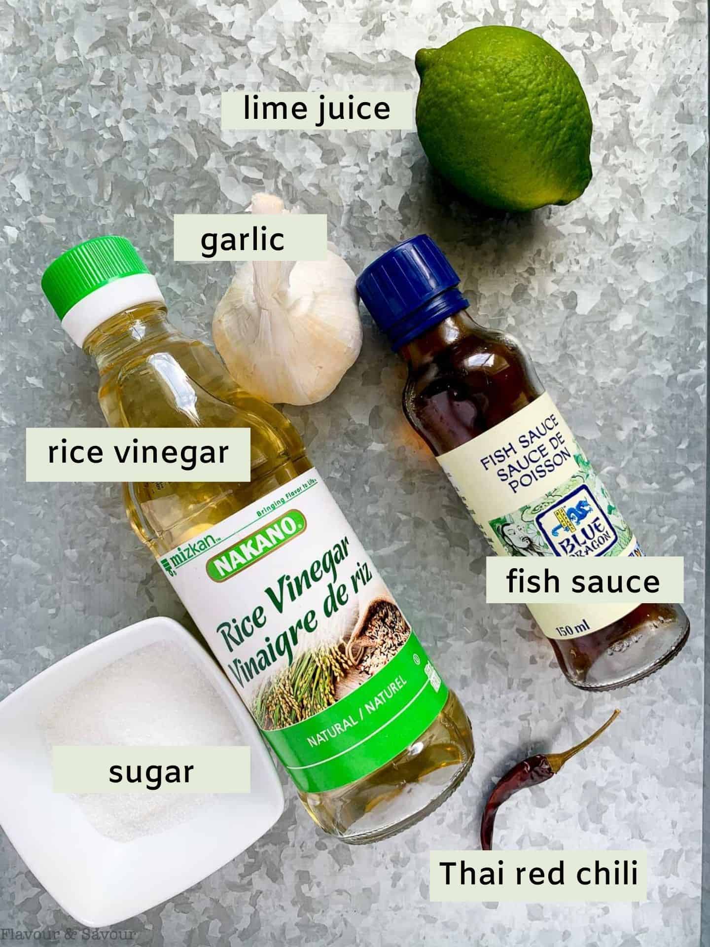 Labeled ingredients for Nuoc Cham.