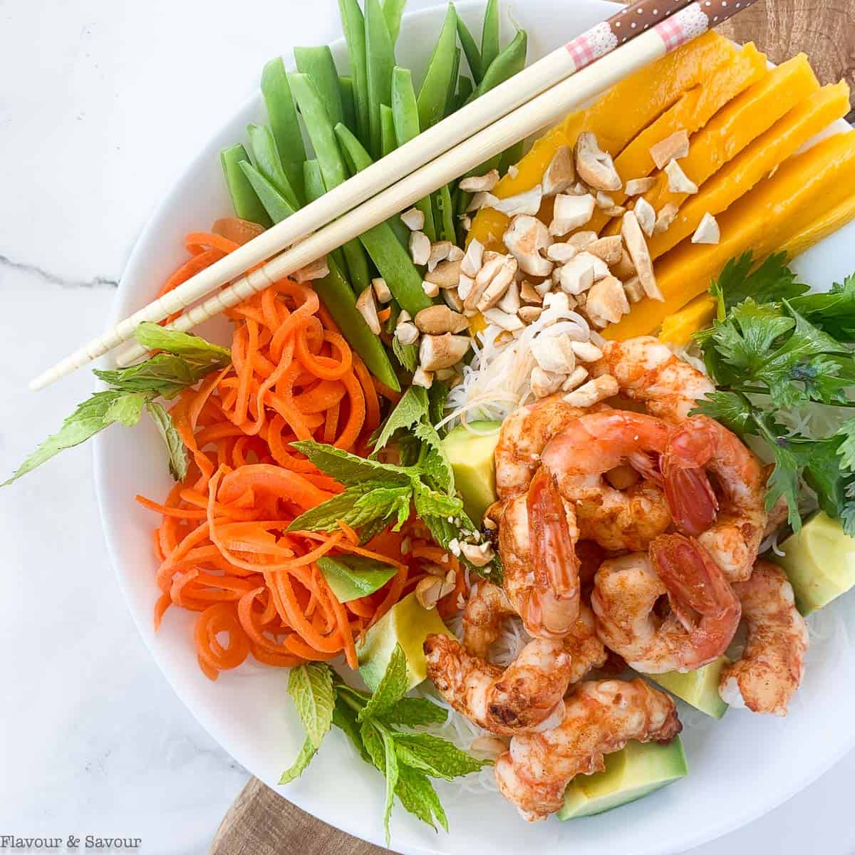 Vietnamese Shrimp Noodle Bowl with Nuoc Cham dressing