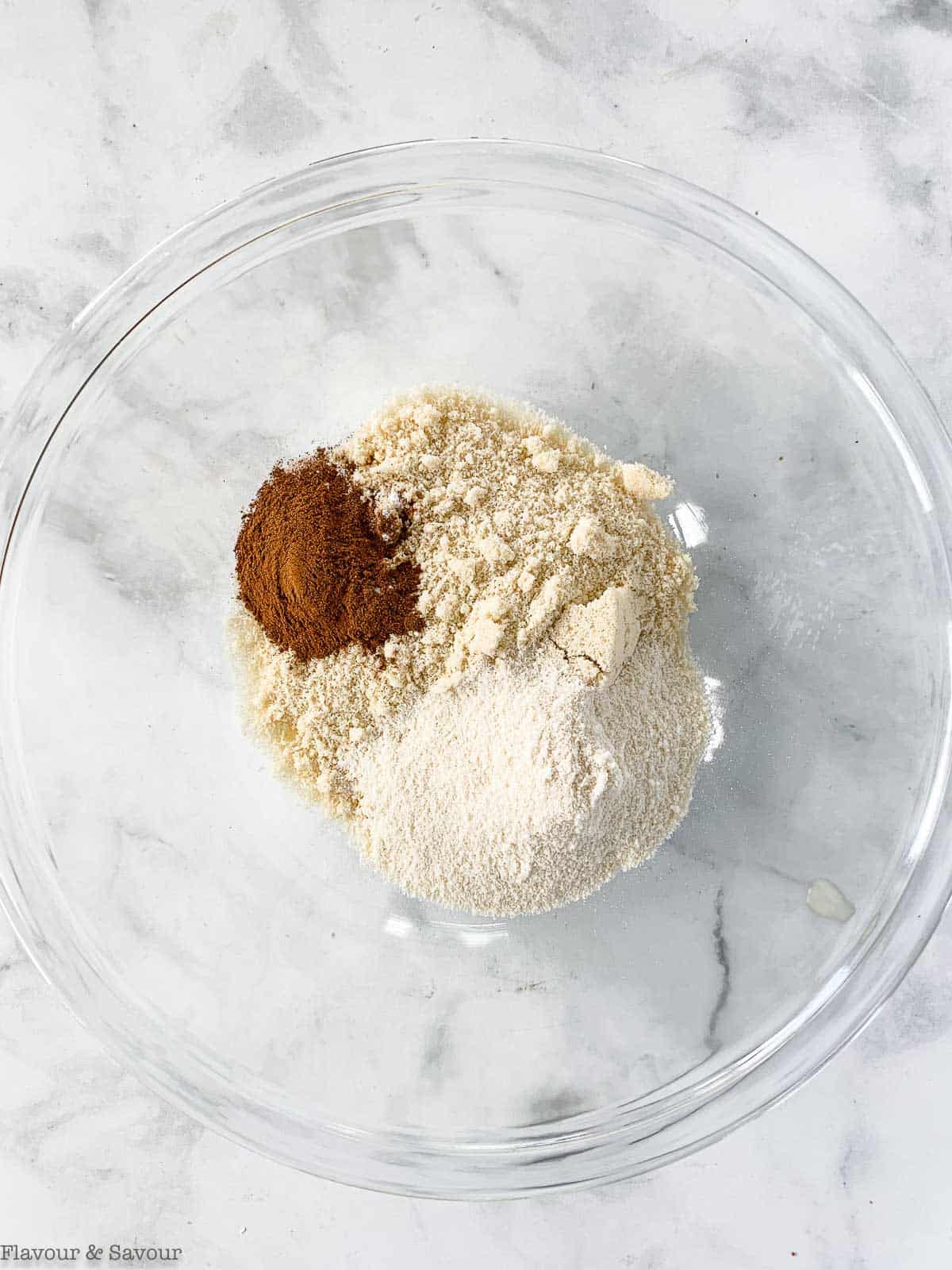 Combine dry ingredients in a bowl.