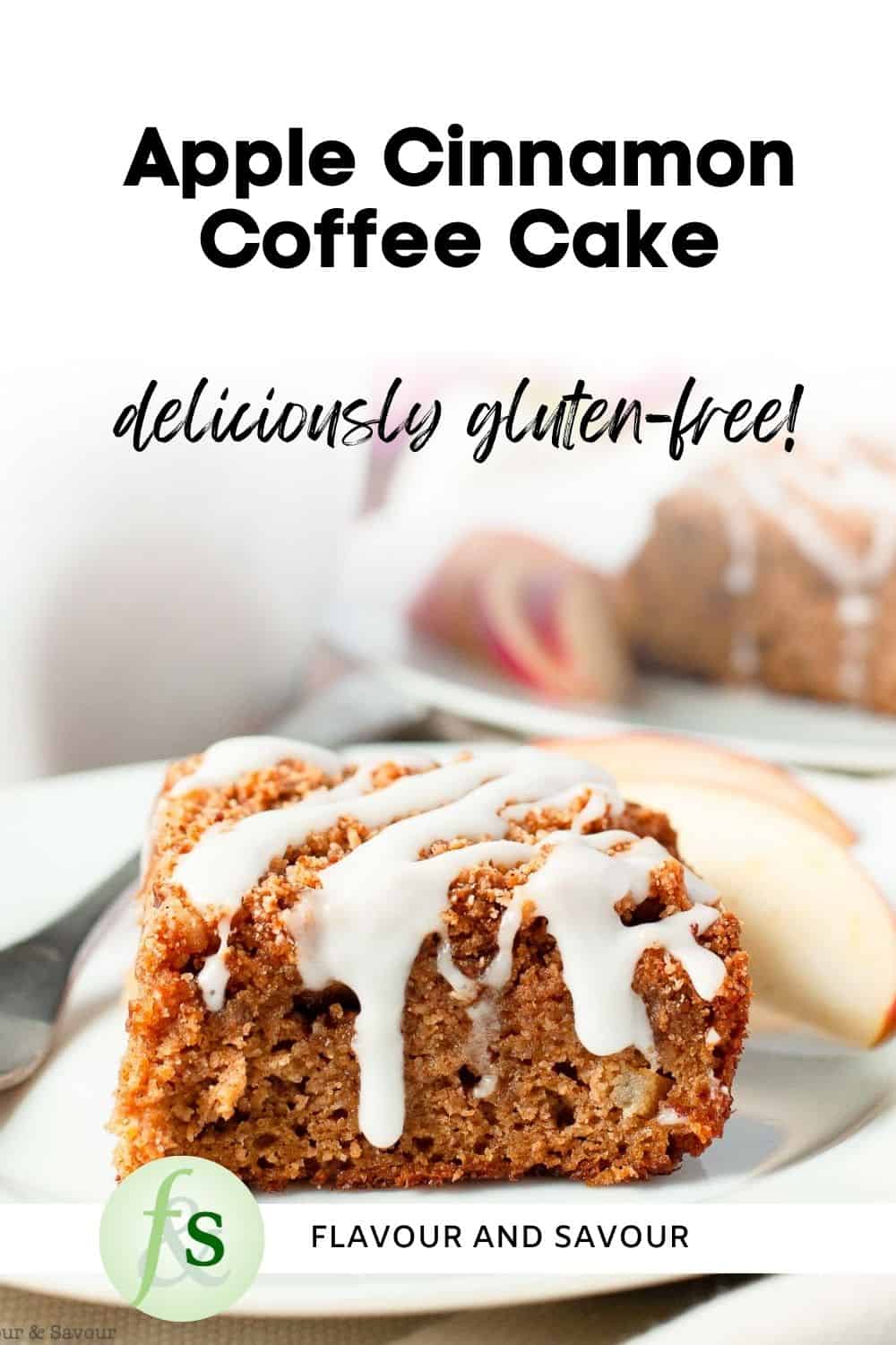 Image with text for gluten-free apple cinnamon coffee cake.