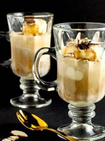 Two mugs of affogato coffee.