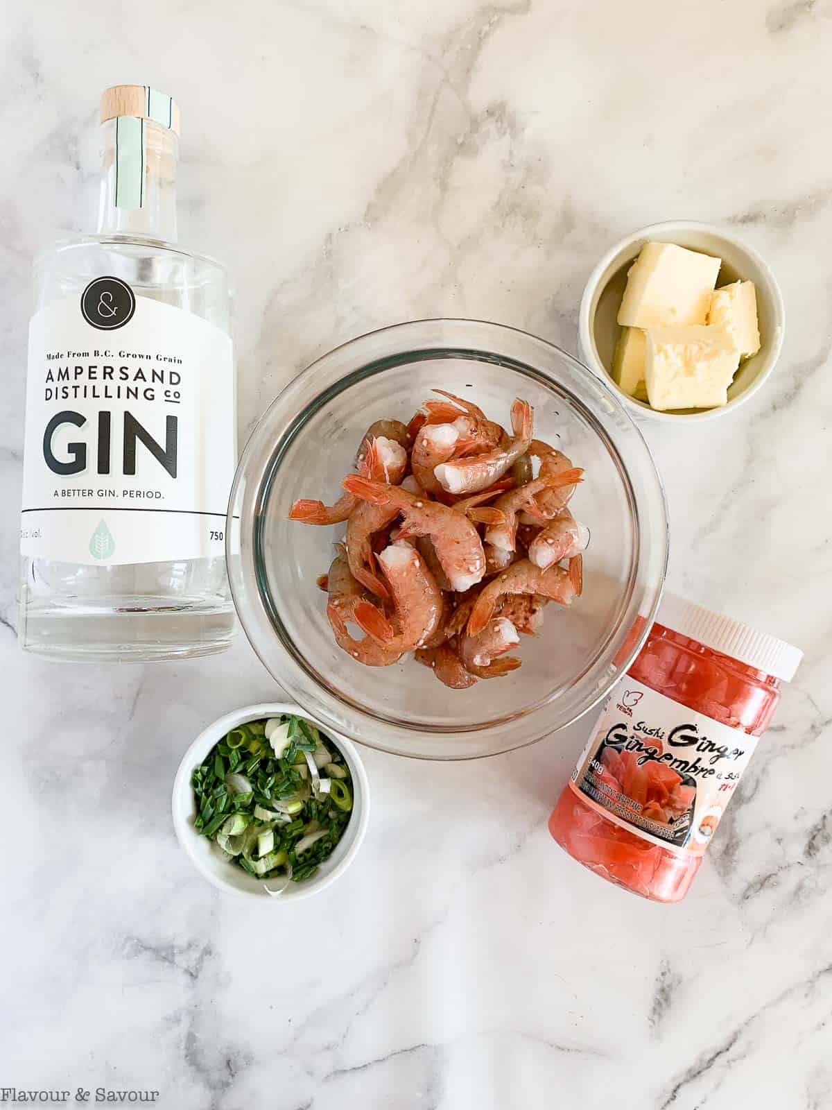 Ingredients for Gin-Gingered Prawns