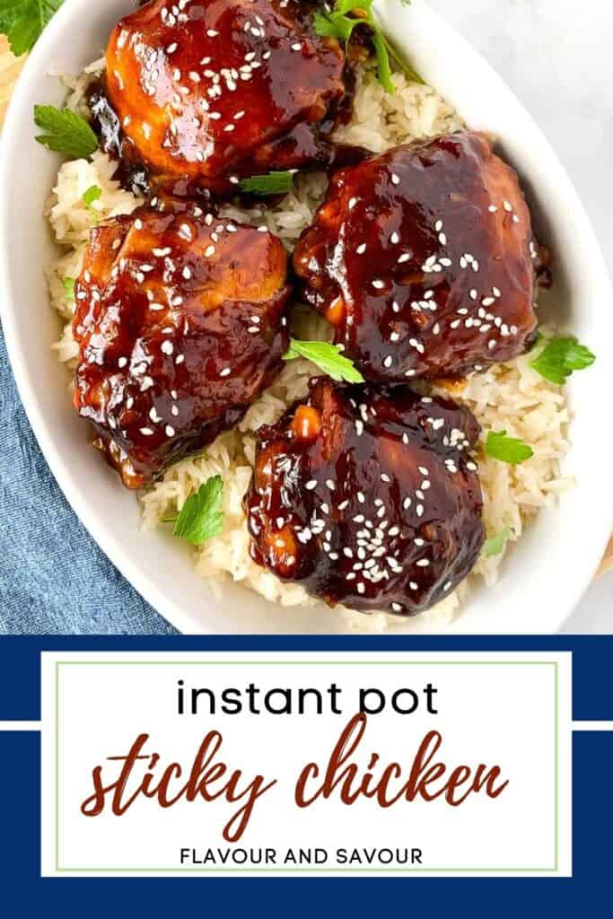 text and image for instant pot sticky chicken