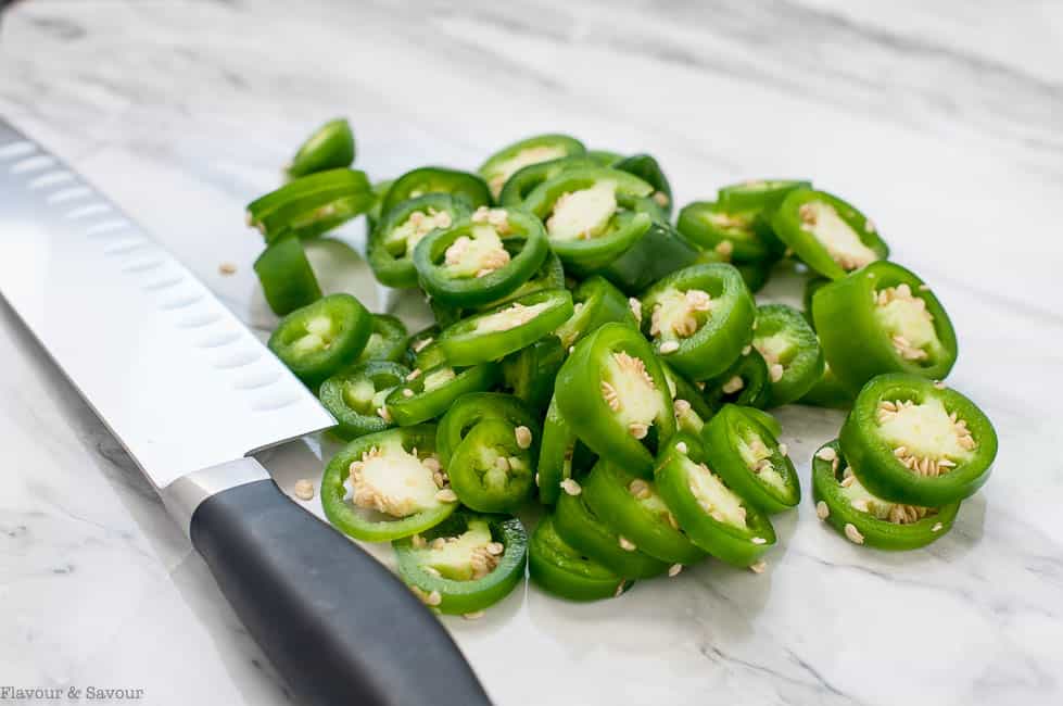 Jalapeño Pepper Rings ready to make Quick Refrigerator Jalapeños.