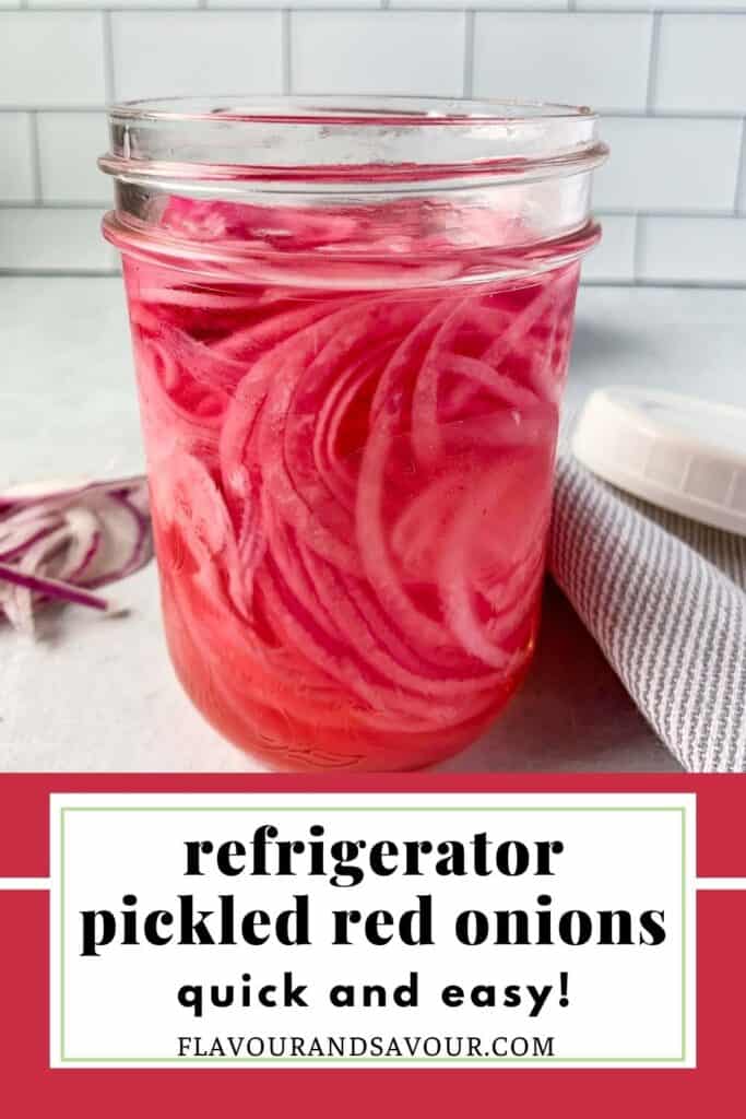 Image and text for quick refrigerator pickled red onions