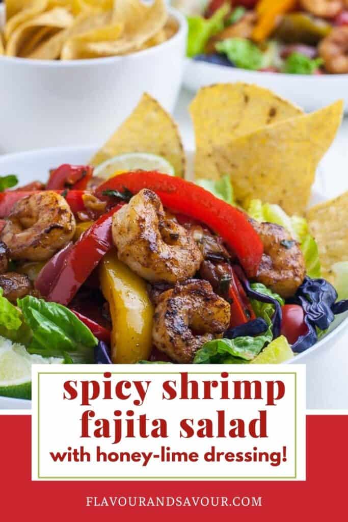 Text and image for Spicy Shrimp Fajita Salad