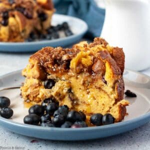 a slice of slow-cooked blueberry French toast