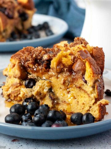 a slice of slow-cooked blueberry French toast