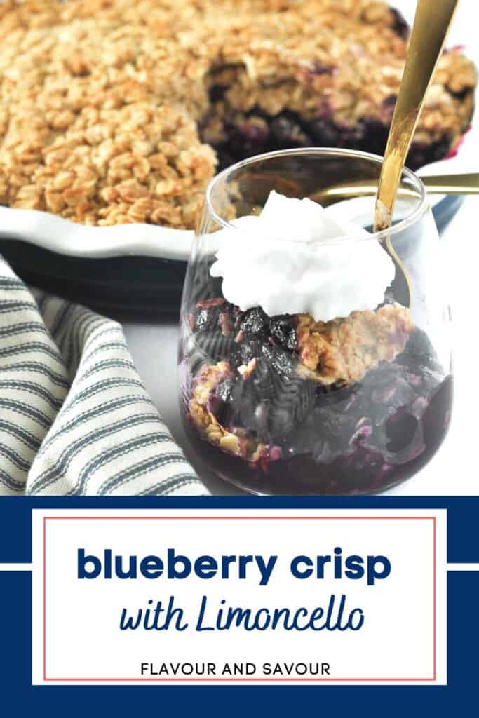 image with text for Blueberry Crisp with Limoncello.