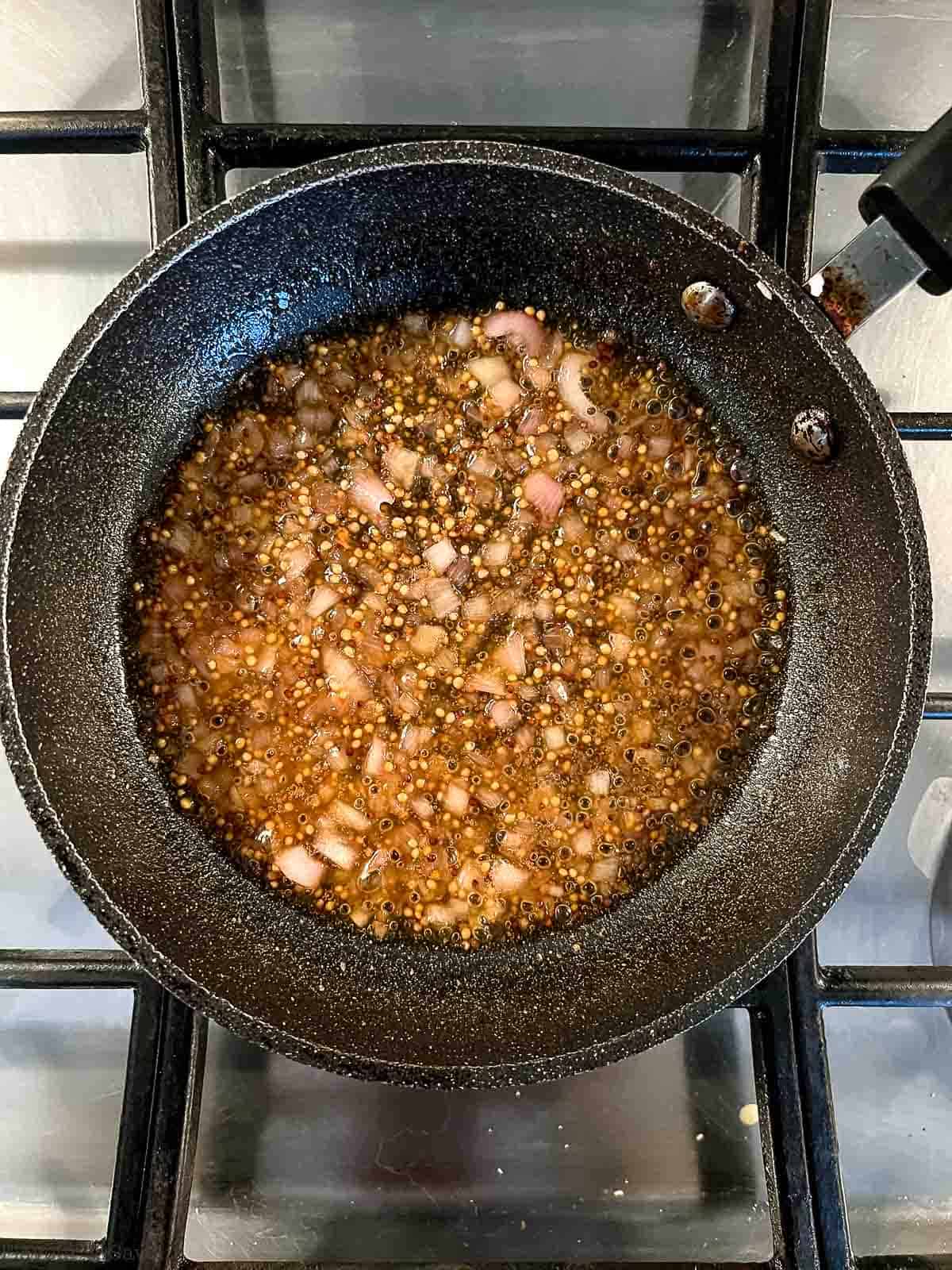 Honey Mustard Glaze in a small skillet.