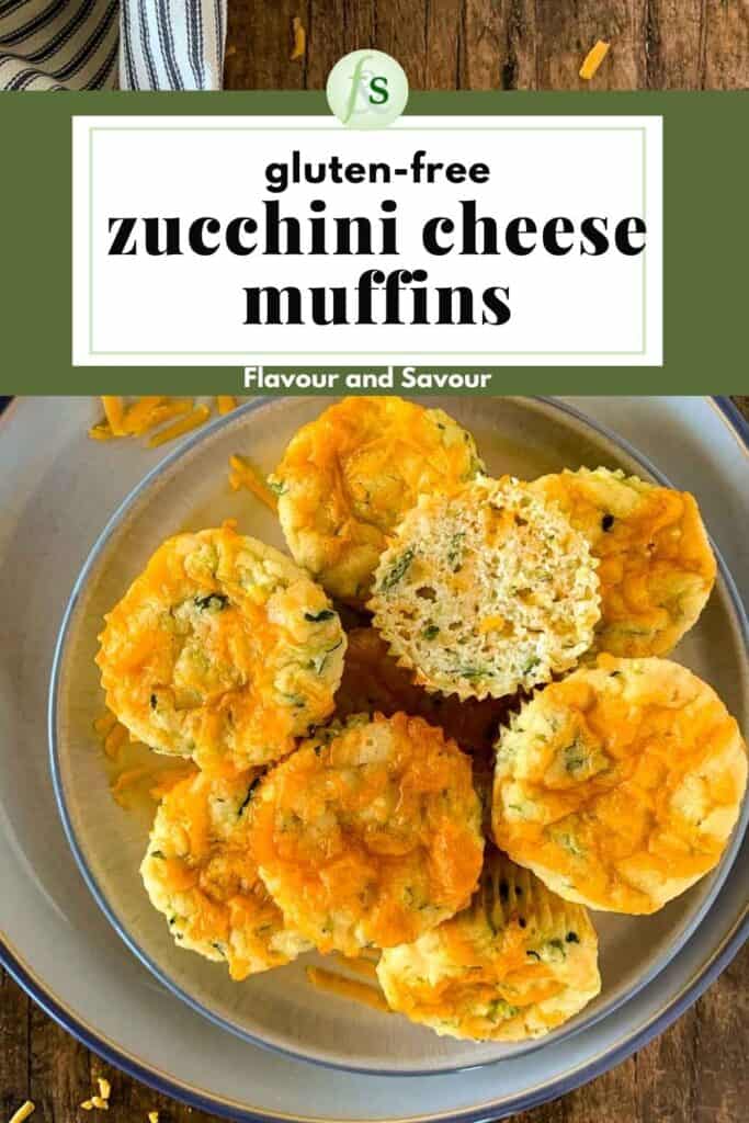 Image with text for Gluten Free Zucchini Cheese Muffins