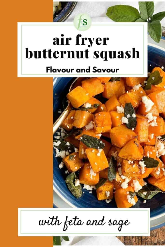 Image and text for Butternut Squash cooked in an air fryer