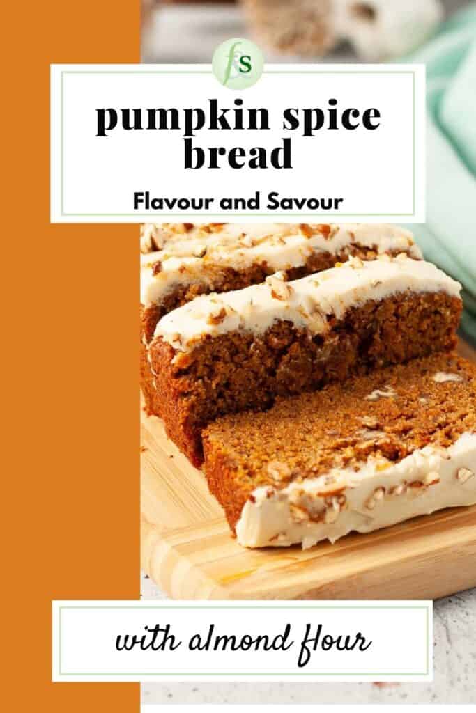 Image and text for pumpkin spice bread