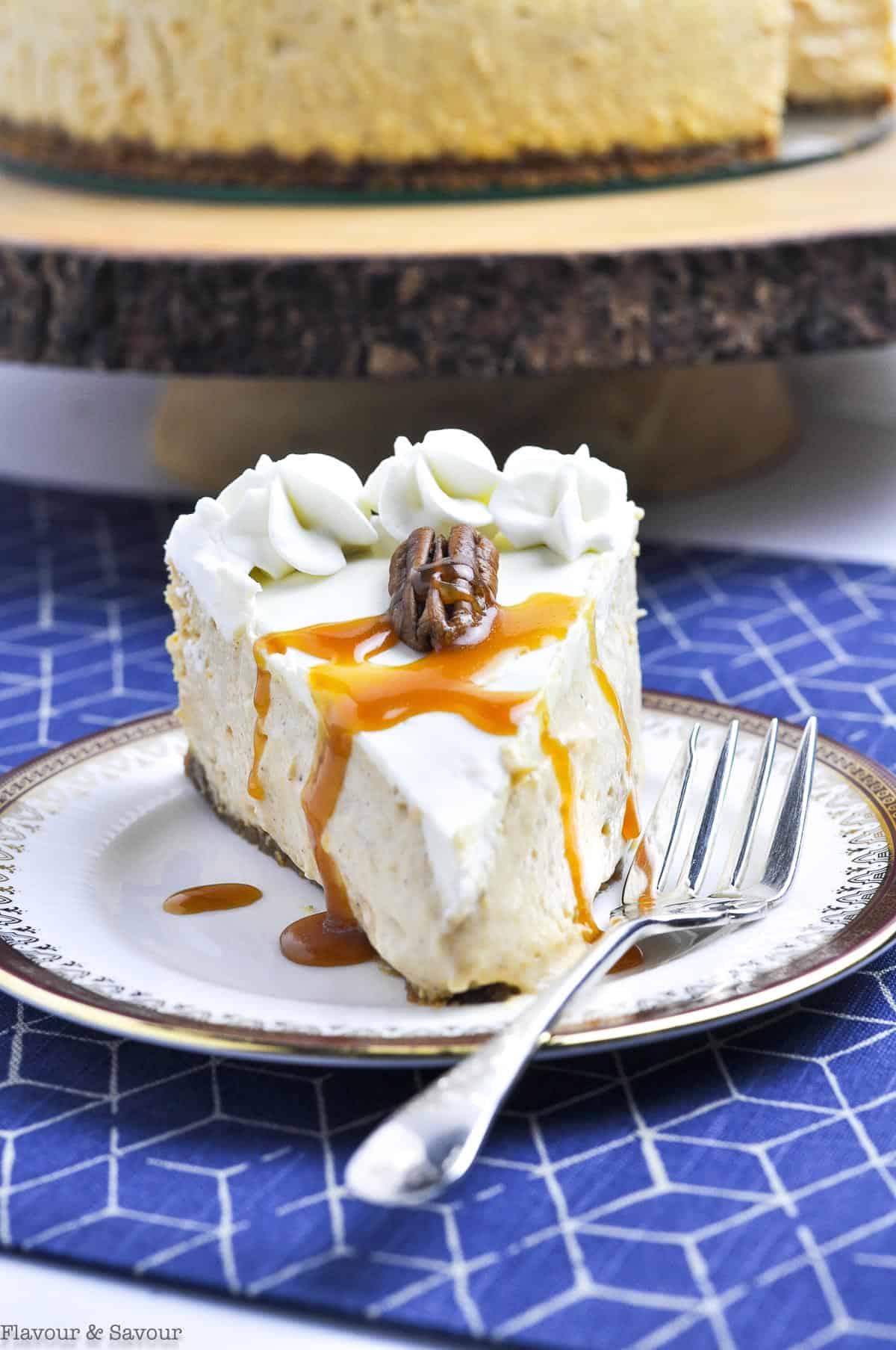 A slice of pumpkin cheesecake.