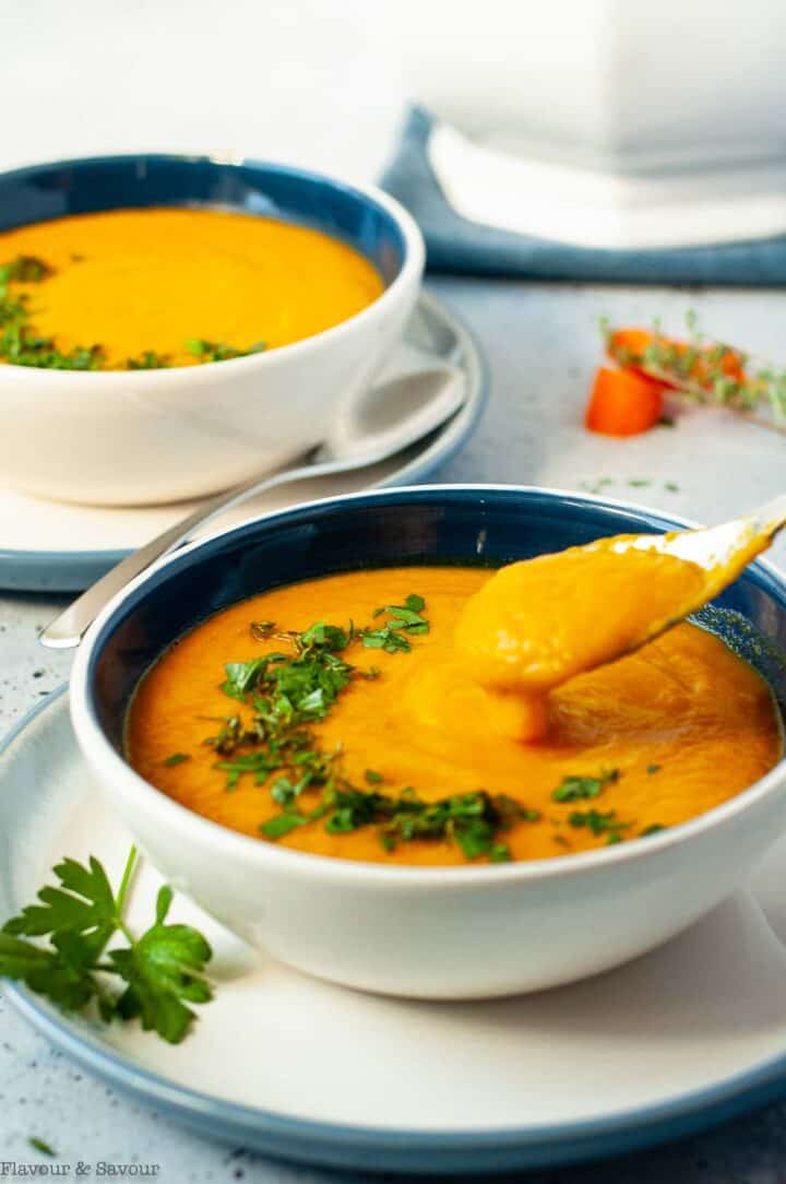 Easy Roasted Carrot Ginger Soup Recipe Vegan Flavour and Savour