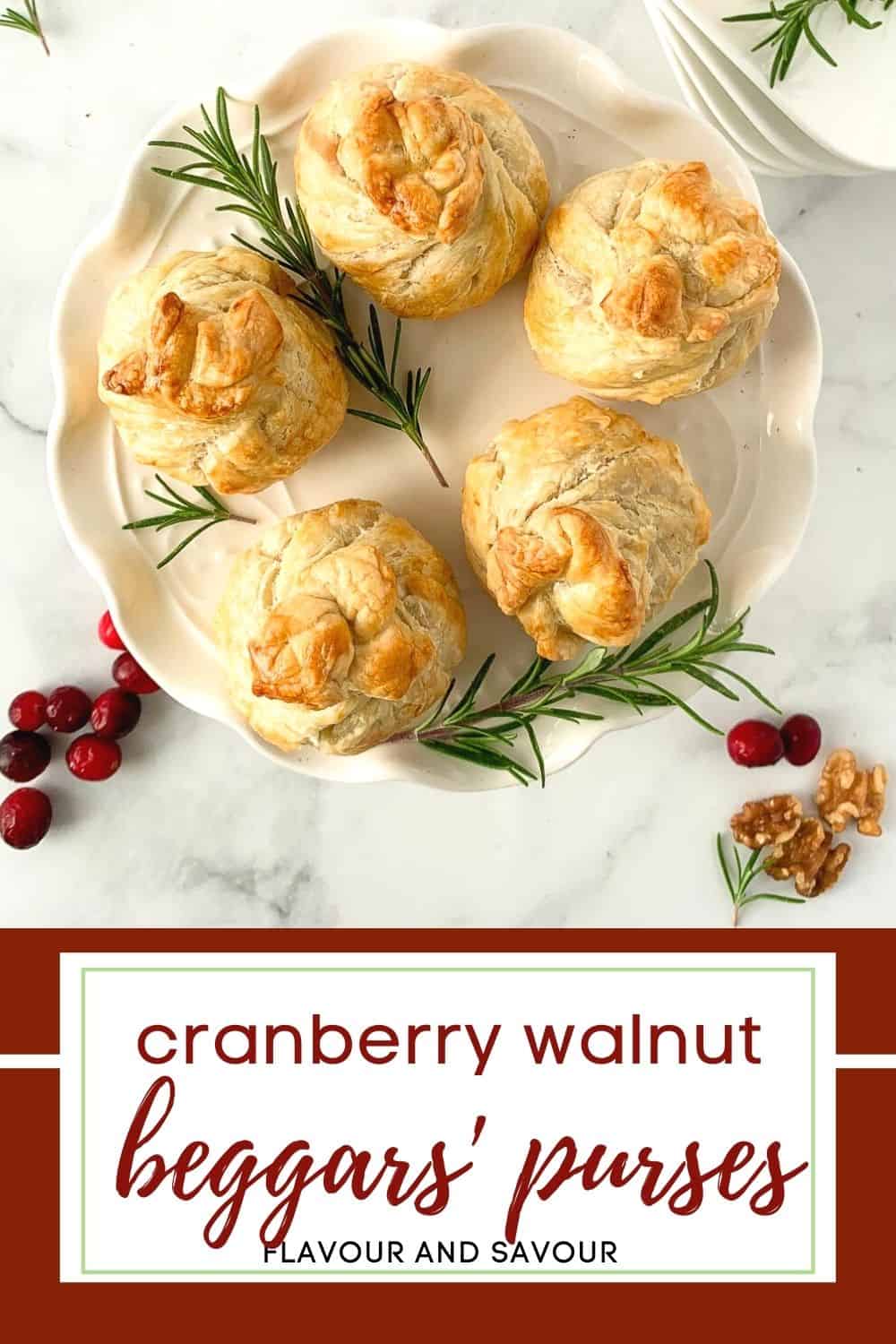 image and text for cranberry walnut beggars' purses