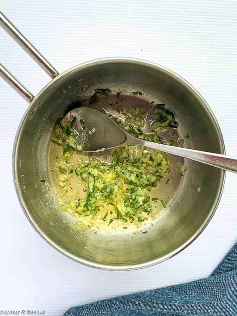 rosemary garlic butter in a saucepan