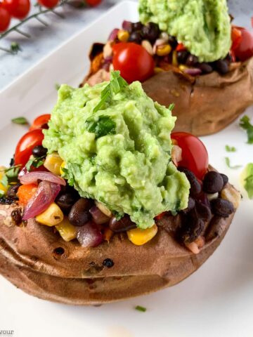 vegan black bean stuffed sweet potatoes