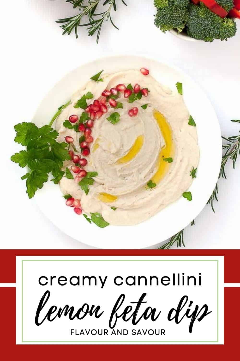 image and text for cream cannellini lemon feta dip