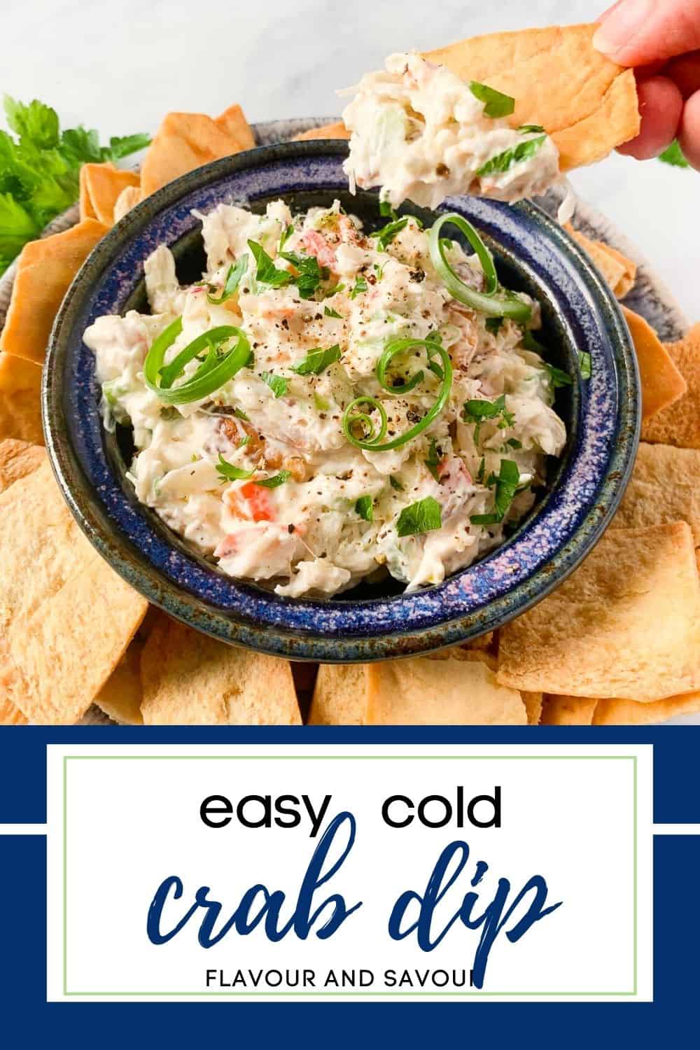 text with image of easy cold crab dip